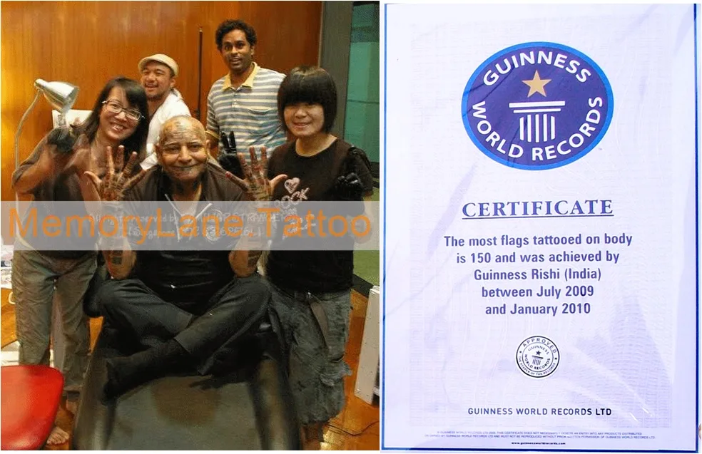 World Tattoo Record Holder Guinness Rishi Singapore China India Thailand Malaysia Sexy Tattoo World Flag Design Most Tattooed Man